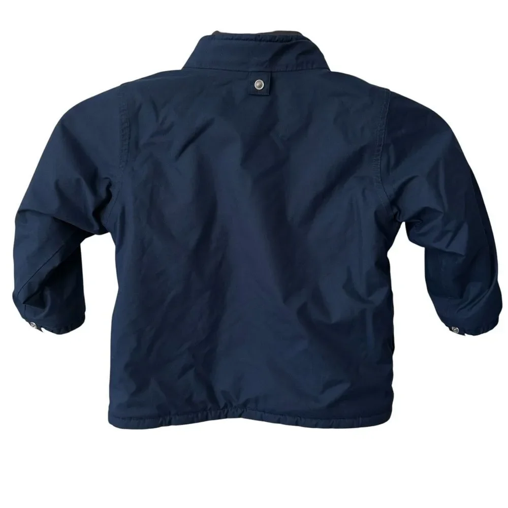Jojo Maman Bebe Size 2 3‎ Fleece Lined Blue Jacket Striped Reversible Waterproof